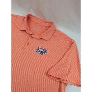 Men's Antigua Oklahoma City OKC Thunder Peach Striped 2XL Performance Polo Shirt